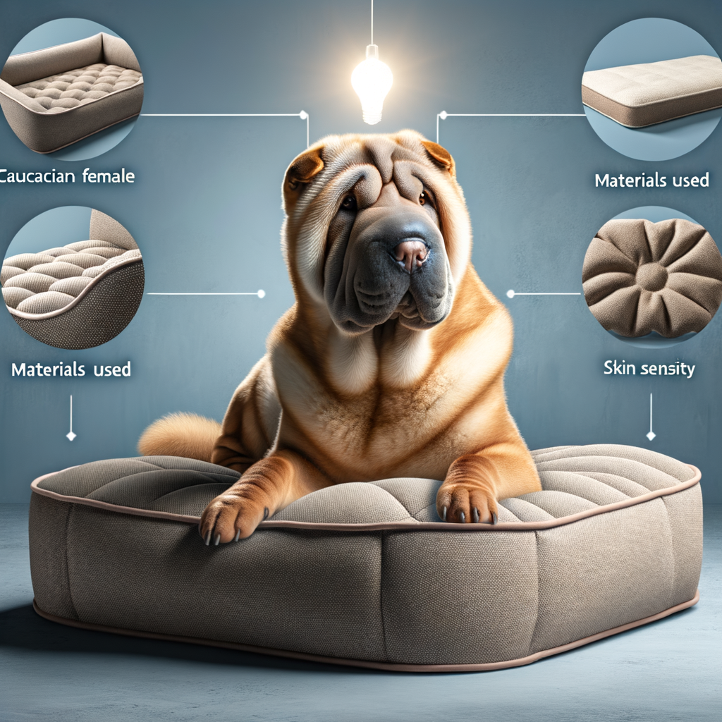 Professional guide illustrating the process of choosing the right Shar Pei dog bed, showcasing a variety of comfortable dog beds for Shar Pei comfort and highlighting key factors in dog bed selection.