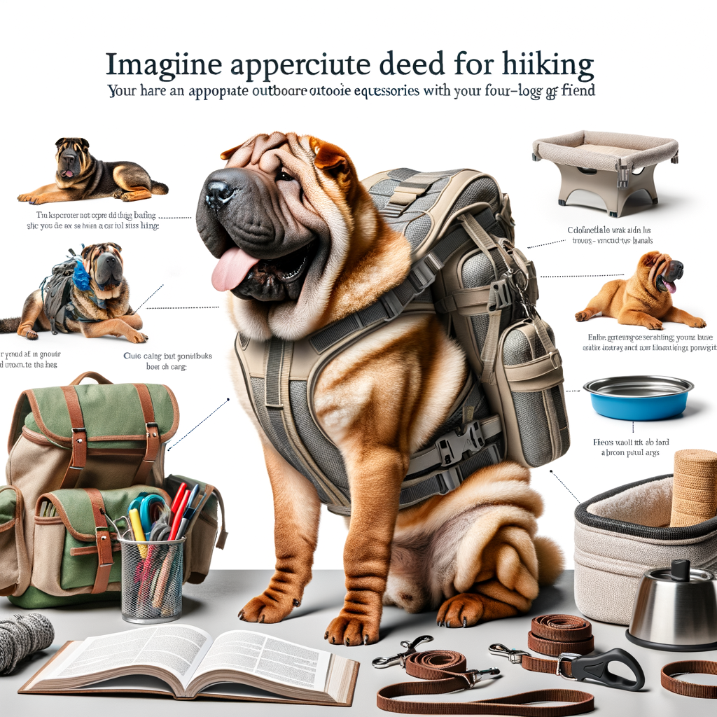 Shar Pei dog equipped with hiking gear including a high-quality dog backpack, showcasing a selection guide for choosing the best dog backpacks for large breeds for enjoyable outdoor activities.