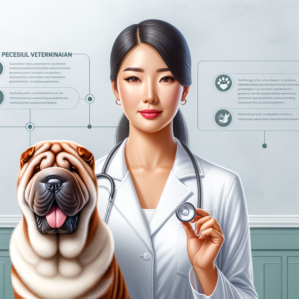 Professional Shar Pei vet providing expert care in a modern clinic, emphasizing the importance of choosing the best veterinarian for Shar Pei health issues and overall dog health care.