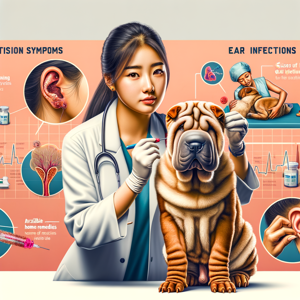Veterinarian demonstrating Shar Pei ear cleaning and infection prevention, highlighting Shar Pei health issues, ear infection symptoms, causes, treatments, and home remedies for Shar Pei ear care.
