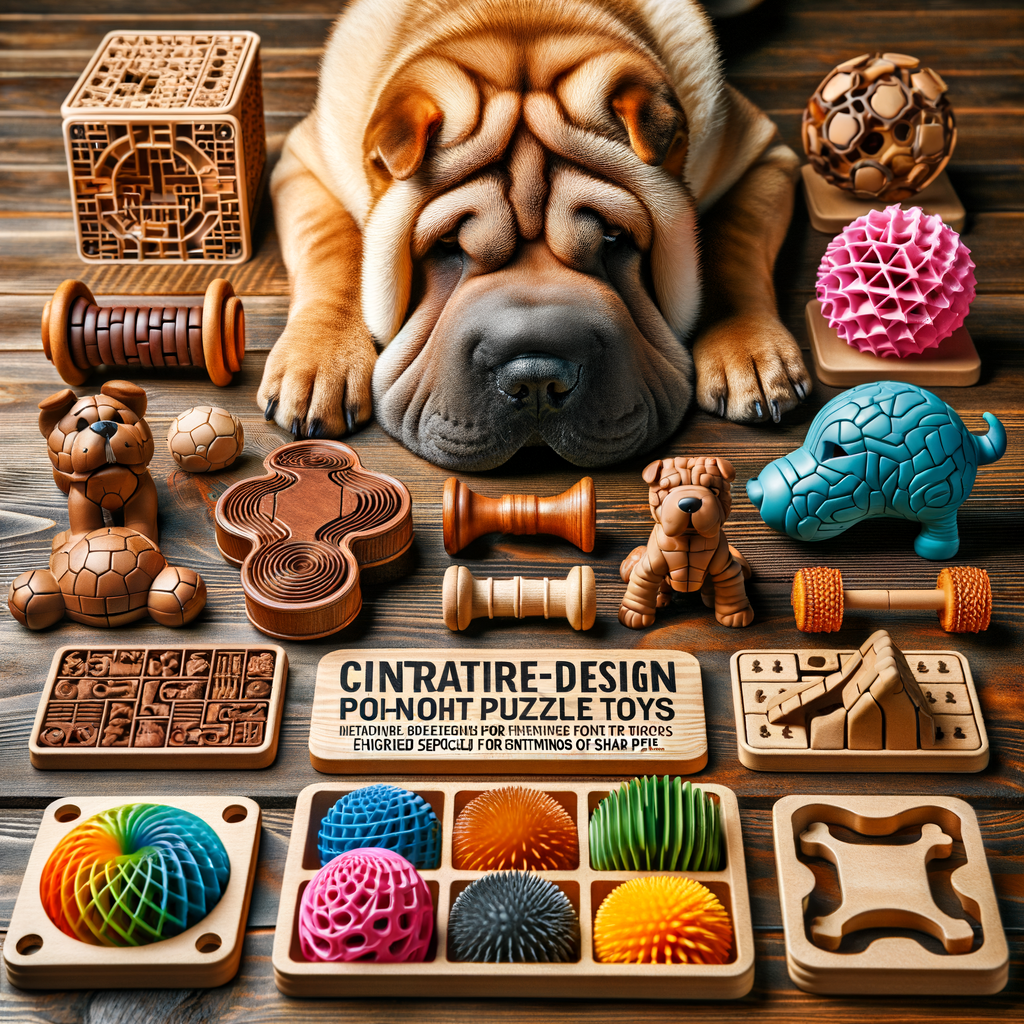 Assortment of best Shar Pei puzzle toys for mental stimulation, including interactive dog toys and enrichment toys perfect for brain games and mental stimulation for Shar Peis.