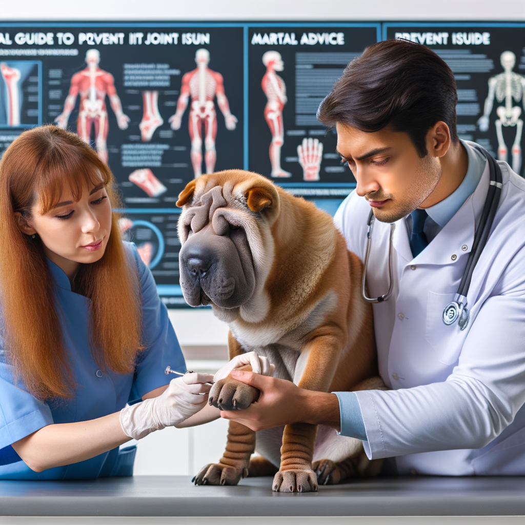 Veterinarian demonstrating best practices for Shar Pei joint health to prevent Shar Pei joint problems, highlighting joint care tips and strategies for managing joint issues in Shar Peis.