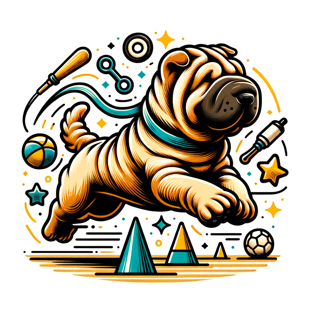Enthusiastic Shar Pei dog reaping the benefits of dog sports competitions, showcasing the positive impact of enrolling such breeds in these events on their physical fitness and mental stimulation.